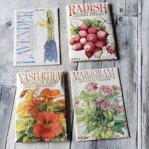Vintage Hallmark Marjolein Bastin Set of 4 Paper Seed Packets - décor images
